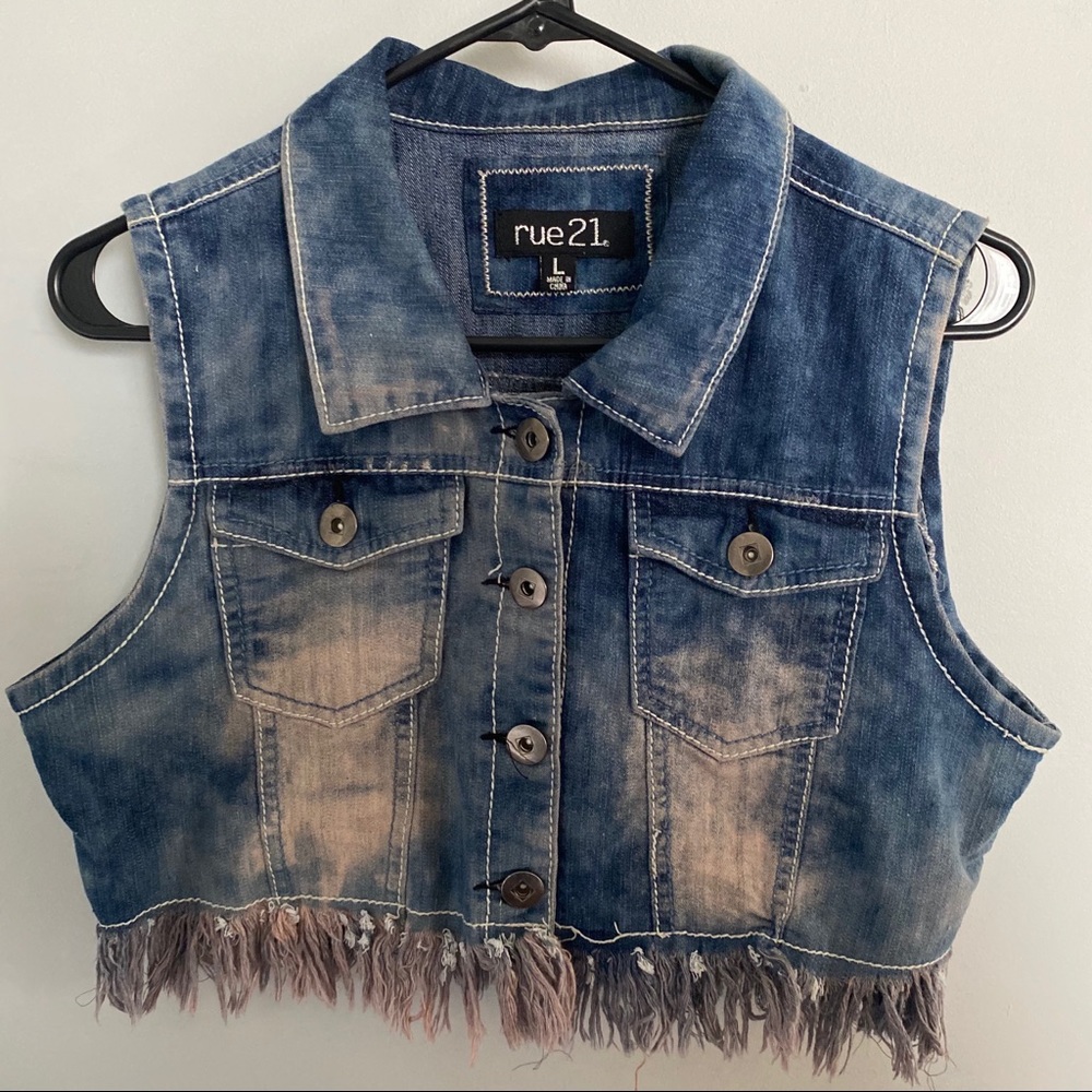 Cropped denim vest
